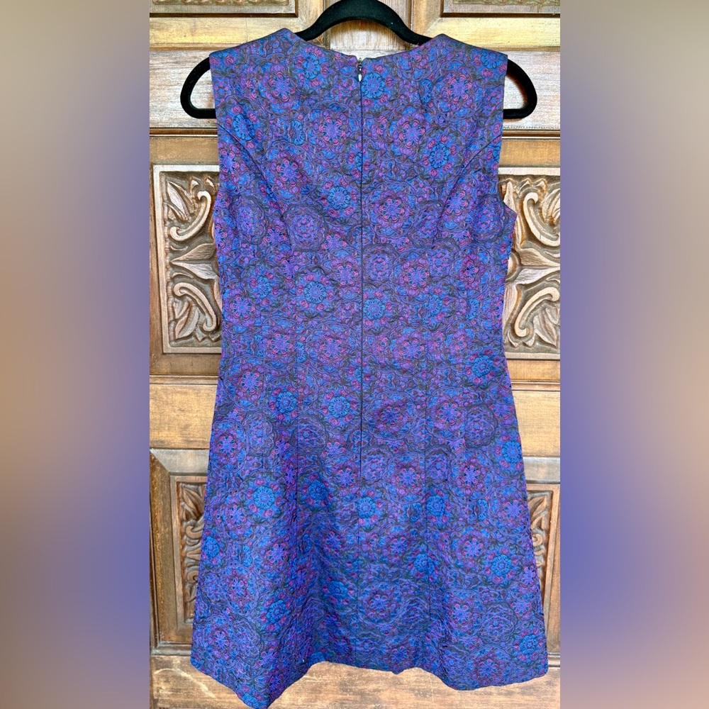 NWOT Nanette Lenore Purple Floral Sleeveless Brocade Skater-Type Dress, Size 4. - Picture 3 of 6